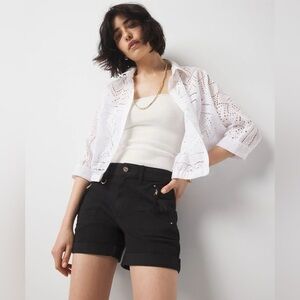 White House Black Market Size 14 Black Pret a Play Mid Rise Curvy Shorts